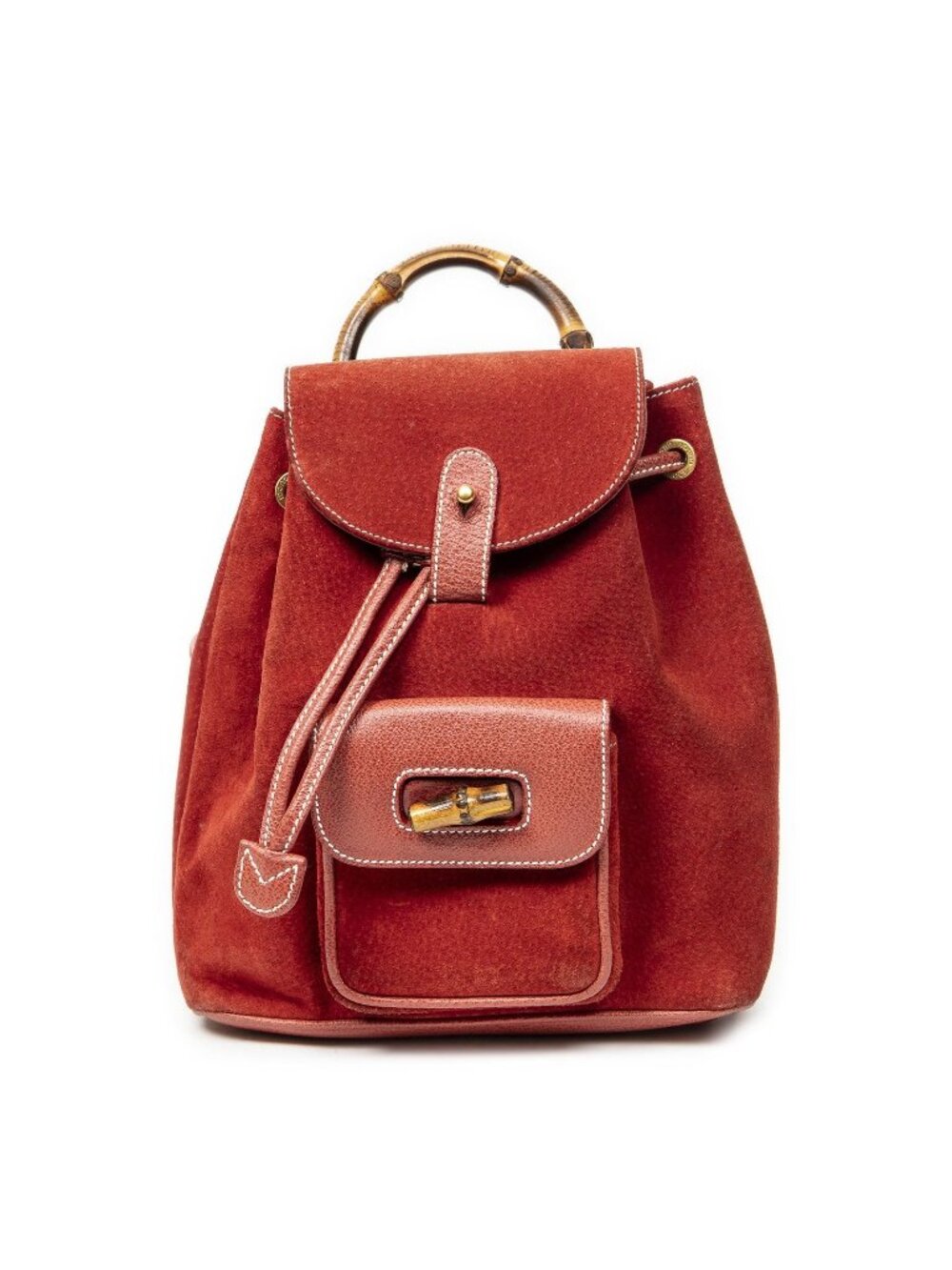 Gucci Mini Bamboo Backpack Red Suede Leather